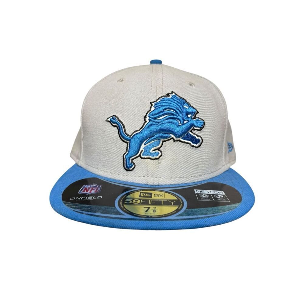 Detroit Lions New Era 59FIFTY Fitted Hat Size 7 7/8 NFL On Field Team Apparel‎